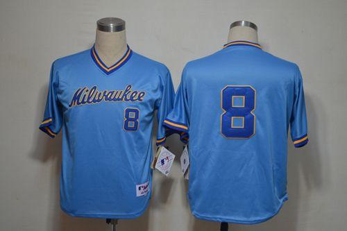 Brewers #8 Ryan Braun Blue 1982 Turn Back The Clock Stitched MLB Jersey - Click Image to Close